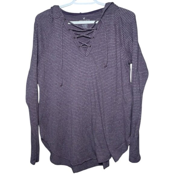 American Eagle XL Shirt Hoodie Soft   Sexy Top Purple AE Casual Long Sleeve Tops - Picture 1 of 7